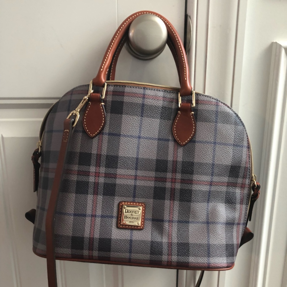 Dooney & Bourke Coated Cotton Plaid Zip Zip Satche